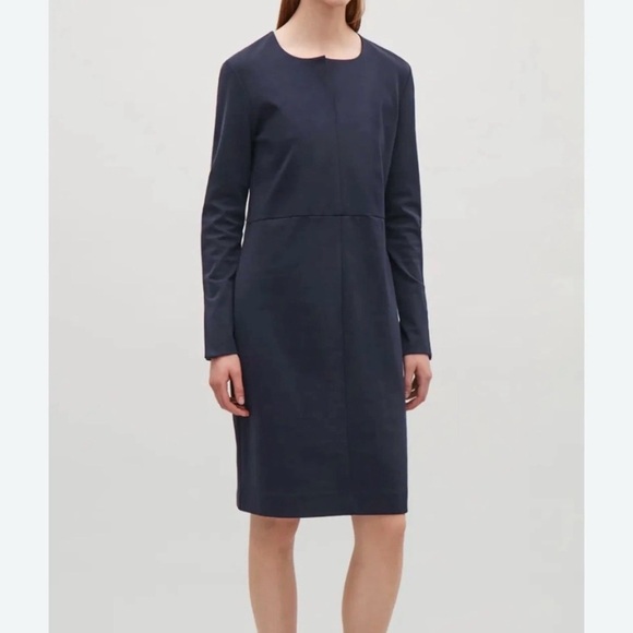 COS Dresses & Skirts - COS women’s dress navy blue‎ sheath fitted staple capsule career stretch M